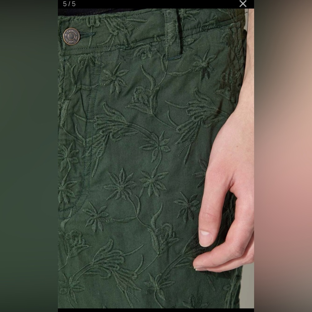 36 Corridor cotton trousers Floral Embroidered Trouser 
green color